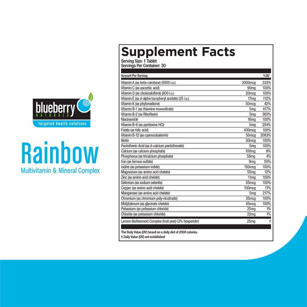 Blueberry Naturals Rainbow Multivitamin Tablets 30&#039;s B3983