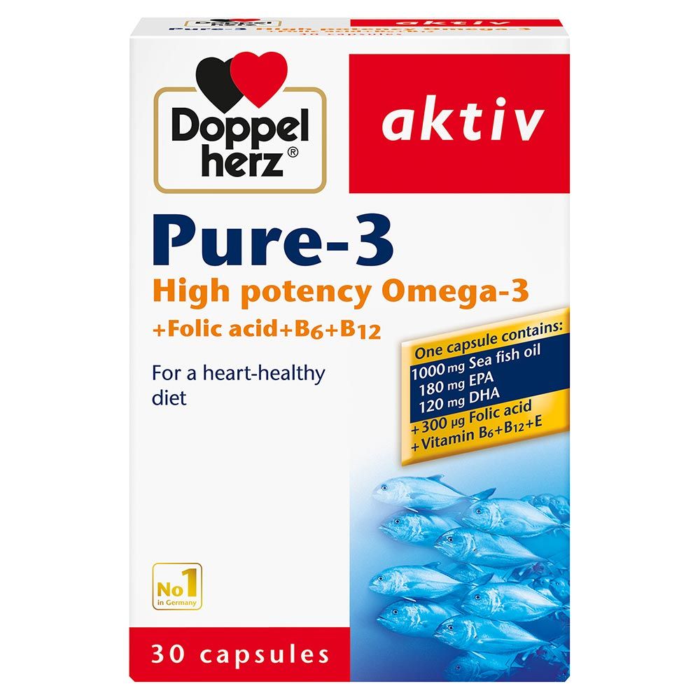 Doppelherz aktiv Pure-3 High Potency Omega-3 EPA + DHA Capsules 30&#039;s