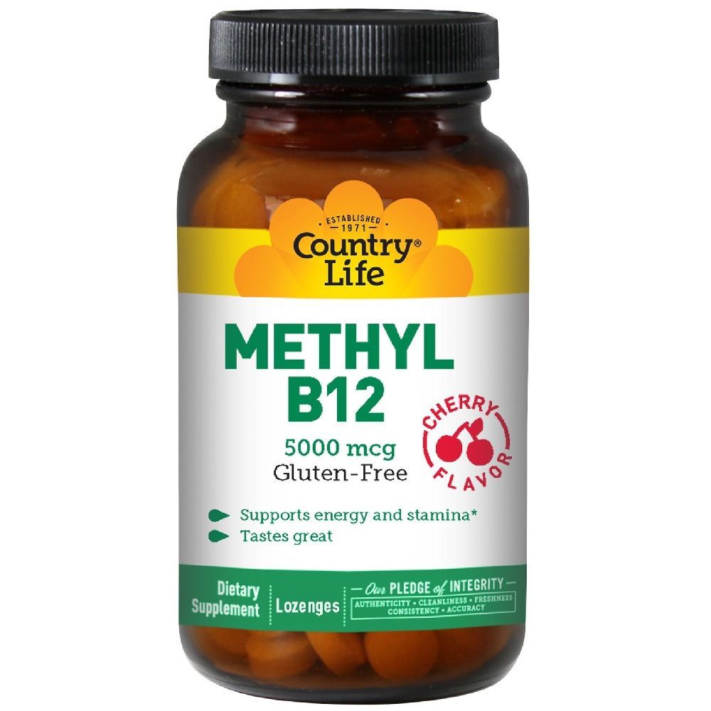 Country Life Methyl B12 5000 mcg Cherry Flavor Lozenges 60&#039;s