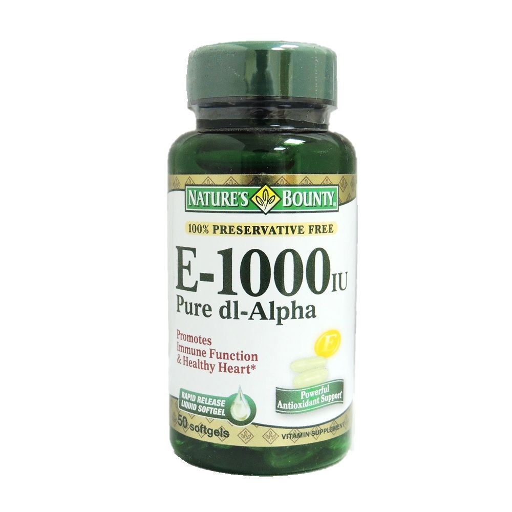 Nature&#039;s Bounty Vitamin E 1000IU Softgels 50&#039;s