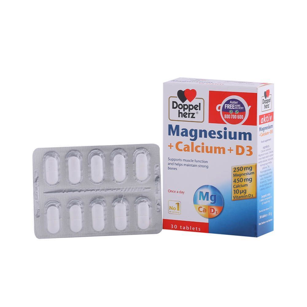 Doppelherz aktiv Magnesium + Calcium + D3 Tablets 30 قرصًا