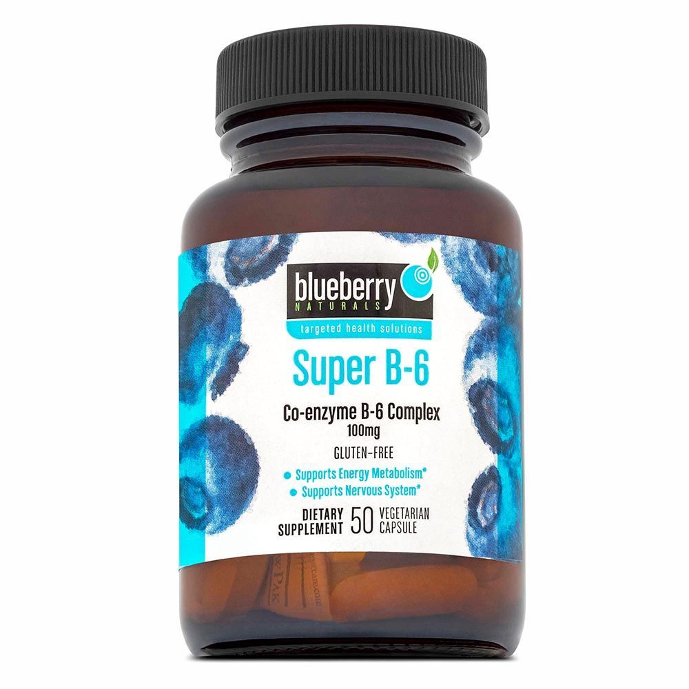 Blueberry Naturals Super B-6100 مجم كبسولات نباتية 50's B0050 ، تاريخ انتهاء الصلاحية: يوليو -2022