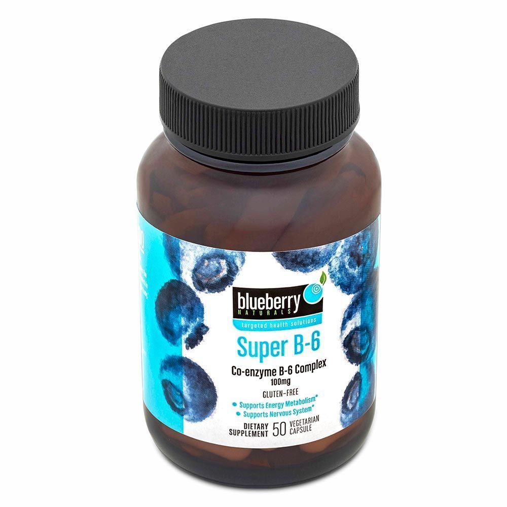 Blueberry Naturals Super B-6100 مجم كبسولات نباتية 50's B0050 ، تاريخ انتهاء الصلاحية: يوليو -2022