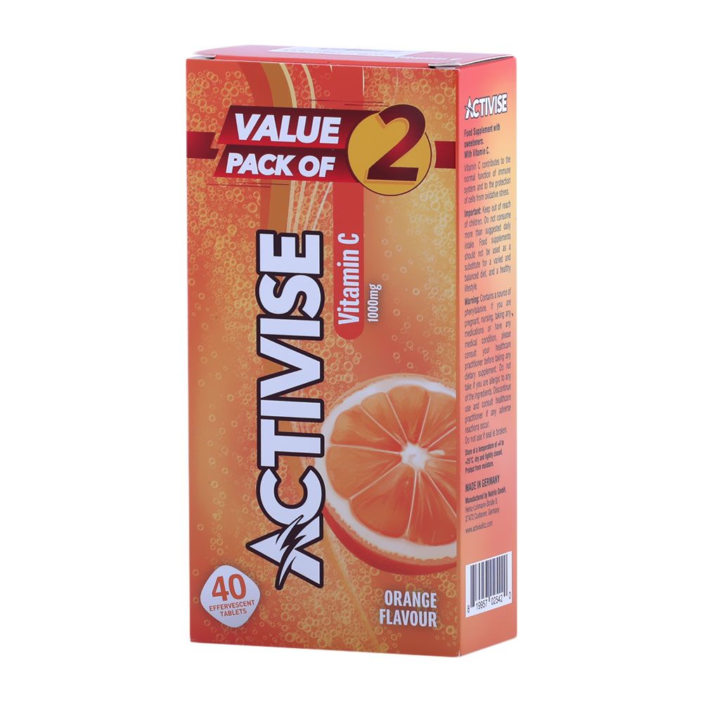 أكتيفيز فيتامين سي 1000 مجم بنكهة البرتقال 20 قرص فوار 1 + 1 برومو
