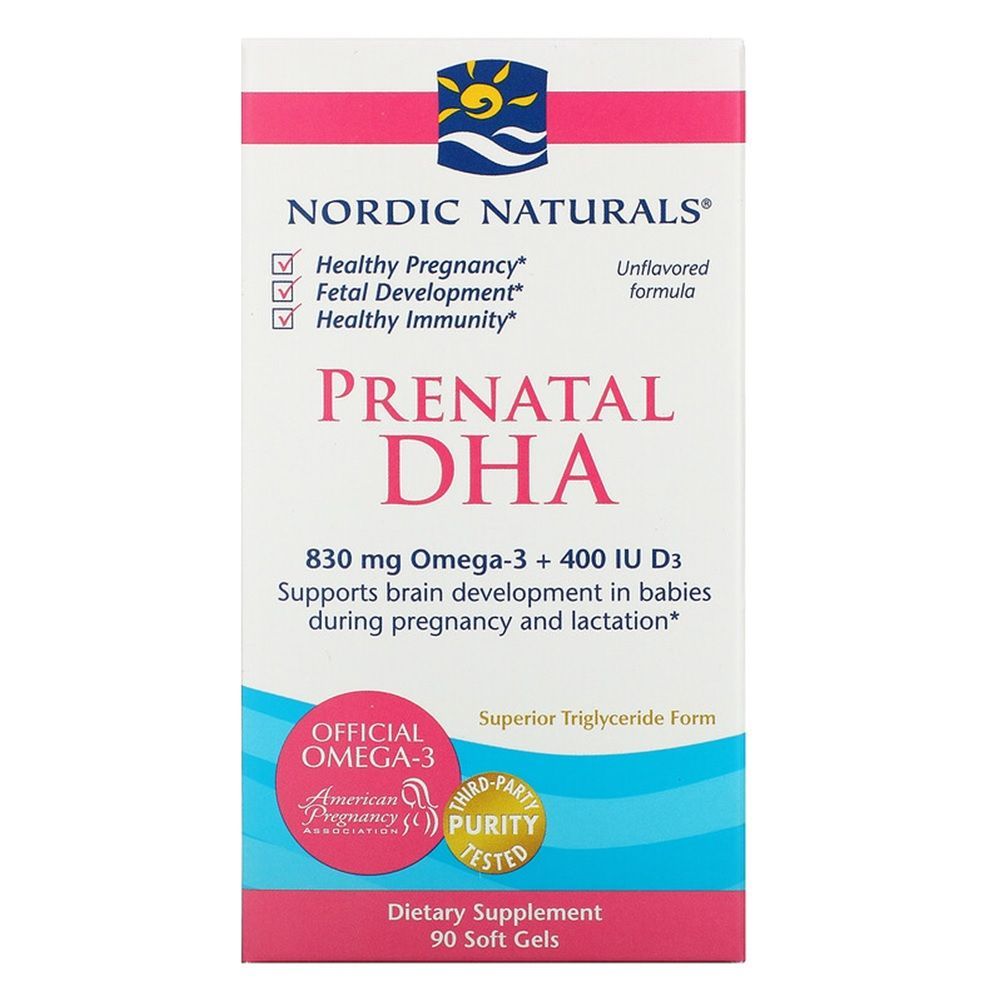 نورديك ناتشورالز قبل الولادة DHA أوميغا 3 مع فيتامين D3 سوفتغيل 90