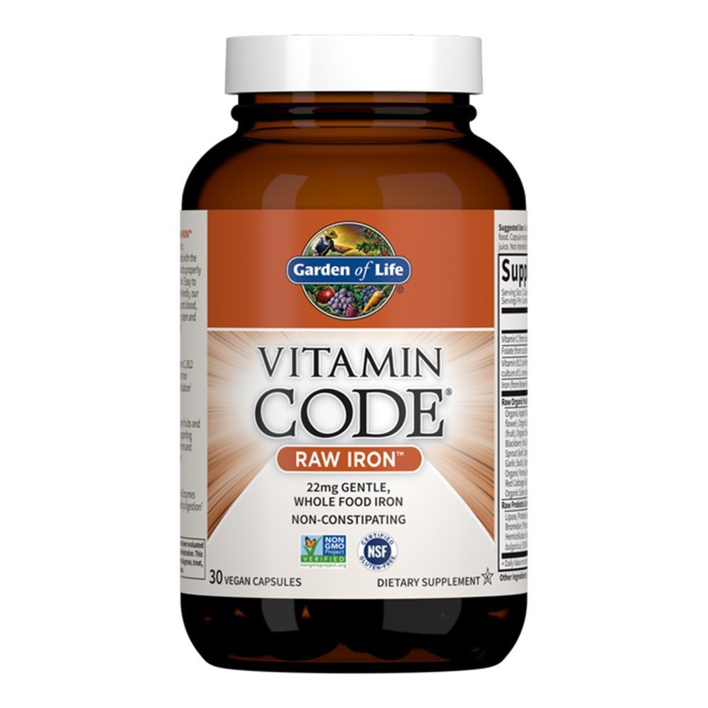 Garden of Life Vitamin Code Raw Iron - كبسولات نباتية 30 كبسولة
