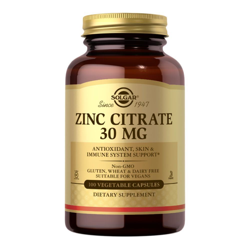 Solgar Zinc Citrate 30 mg Vegetable Capsules 100&#039;s