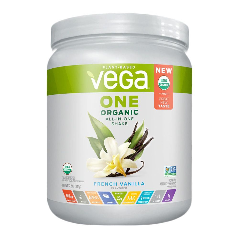 Vega One® Organic All-in-One Shake - Plant-Based Powder French Vanilla 12.2 oz