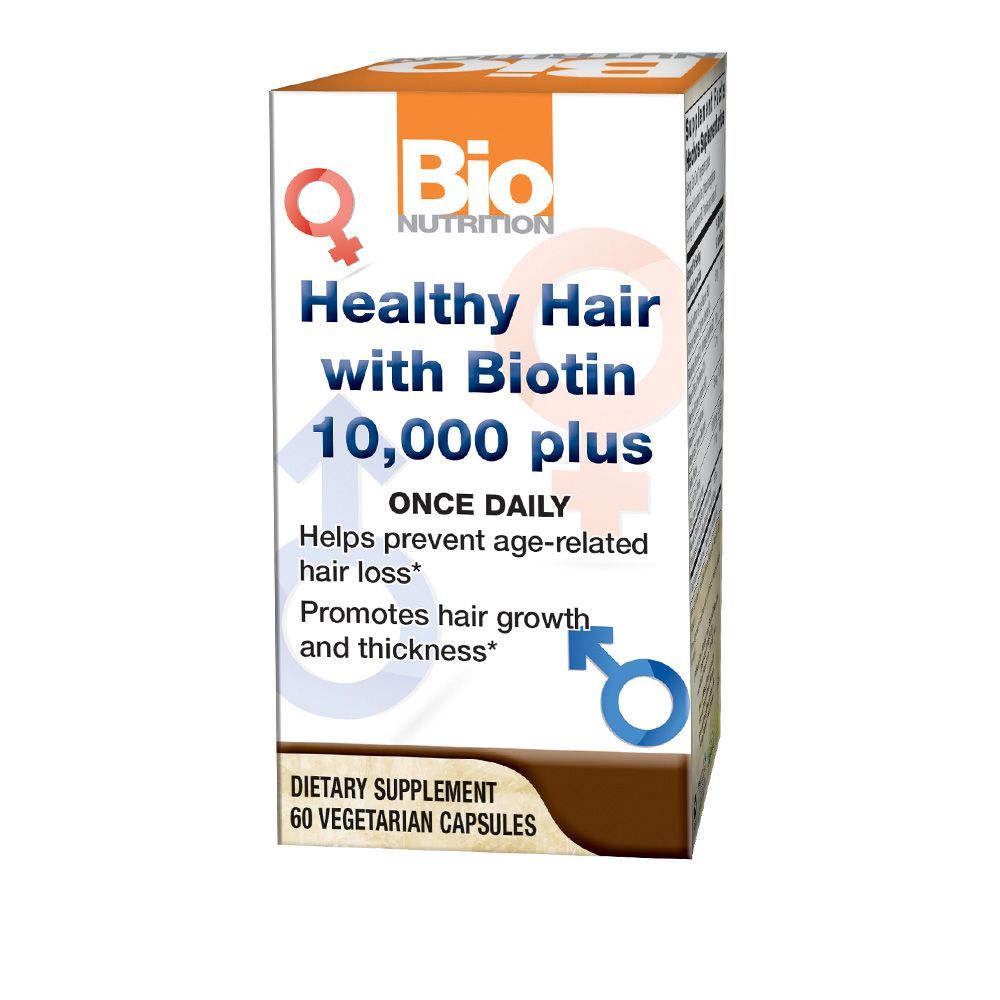 Bio Nutrition Healthy Hair with Biotin 10,000 mcg Plus Vegetarian Capsules 60&#039;s