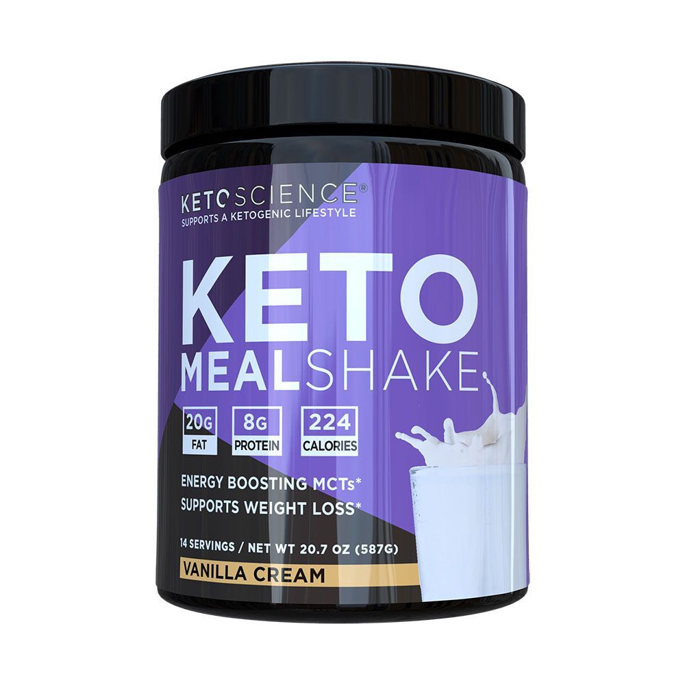 Ketoscience Ketogenic Meal Shake Powder كريم الفانيليا الطبيعي 14 حصة ، 587 جم