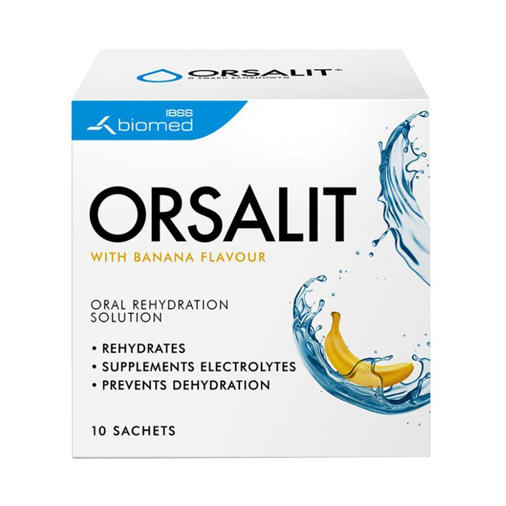 Orsalit With Banana Flavor Oral Rehydration Solution Powder Sachet 10&#039;s