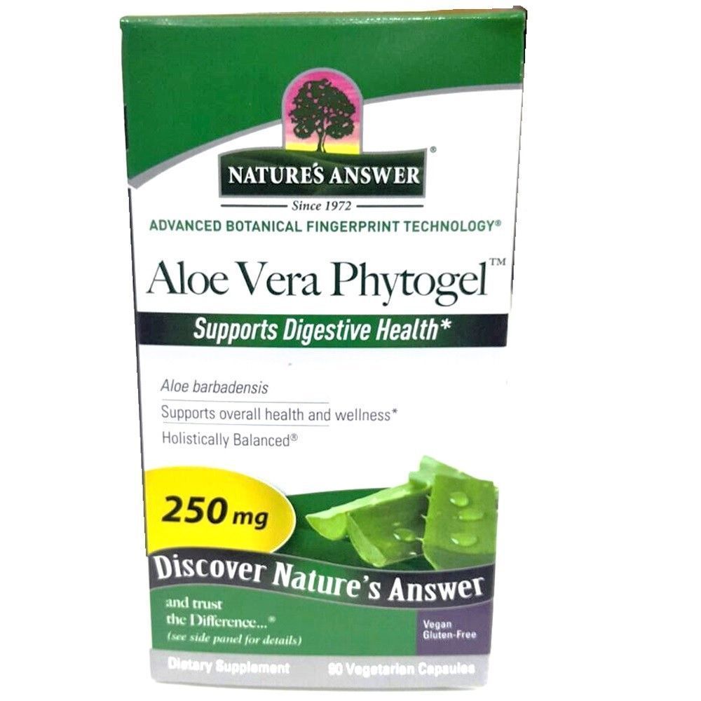 Nature's Answer Aloe Vera Phytogel 250 mg Vegetable Capsules 90's، تاريخ انتهاء الصلاحية: نوفمبر 2022