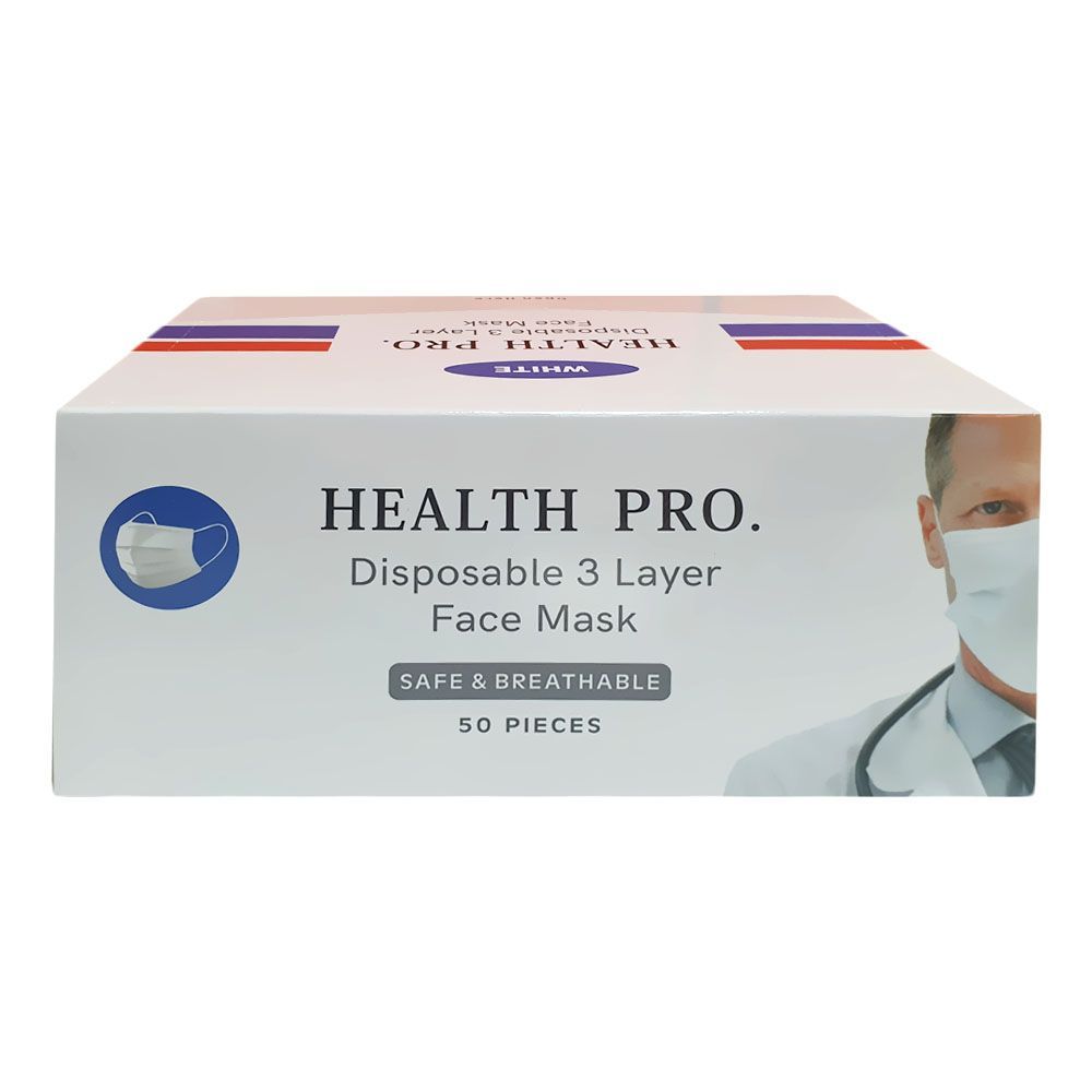 Health Pro Disposable Face Mask 3ply White 50&#039;s