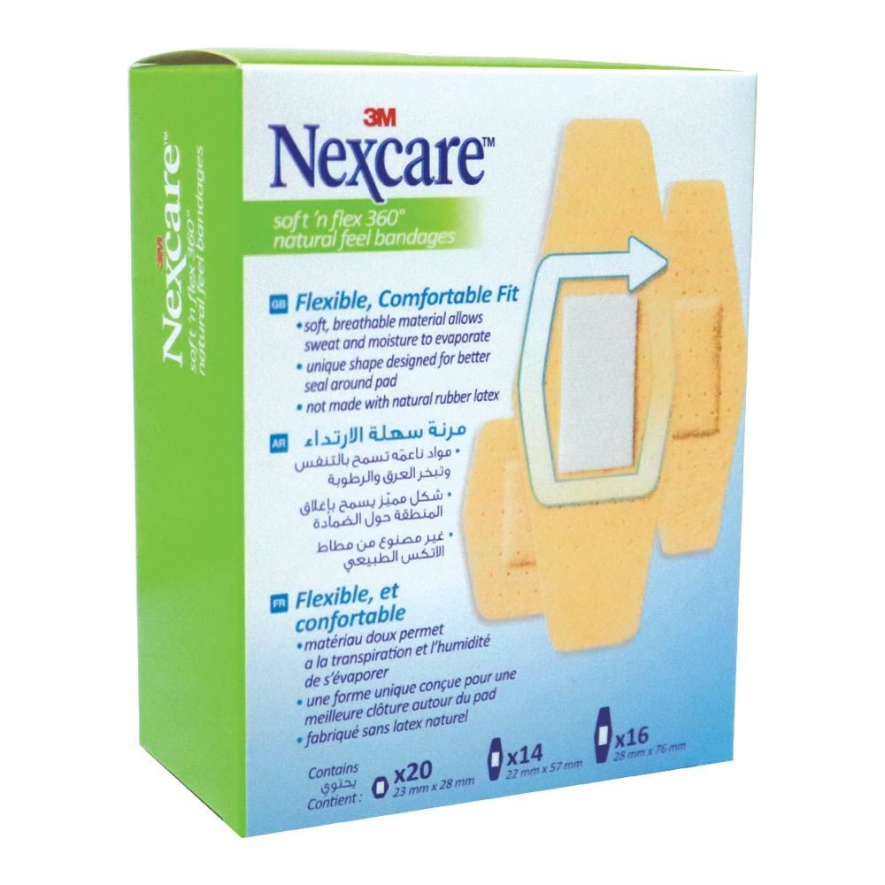 3M Nexcare Soft 'n flex ضمادة متنوعة 50 قطعة