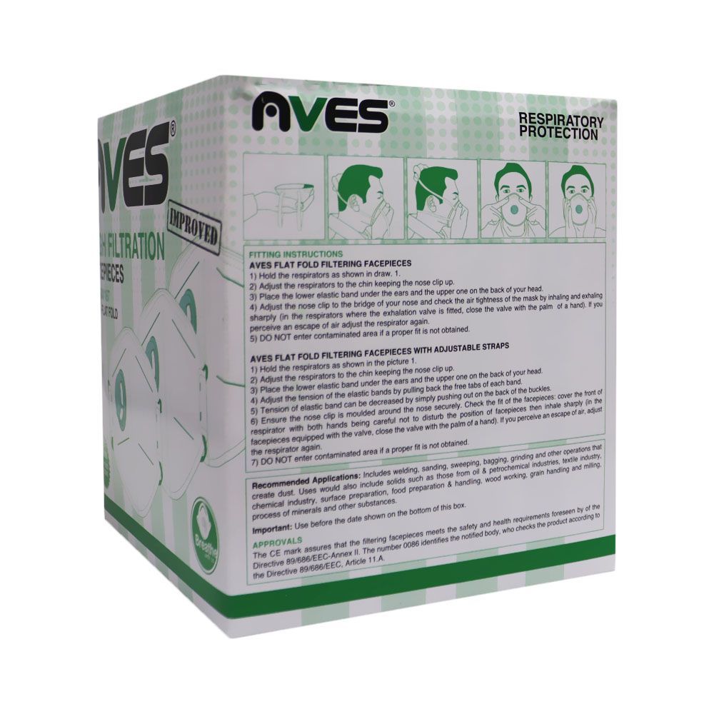 Aves FFP2 Flat Fold High Filtration Facepieces 10&#039;s AV187