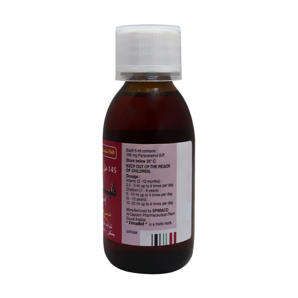 Fevadol SF 160 mg /5 mL Syrup 145 mL