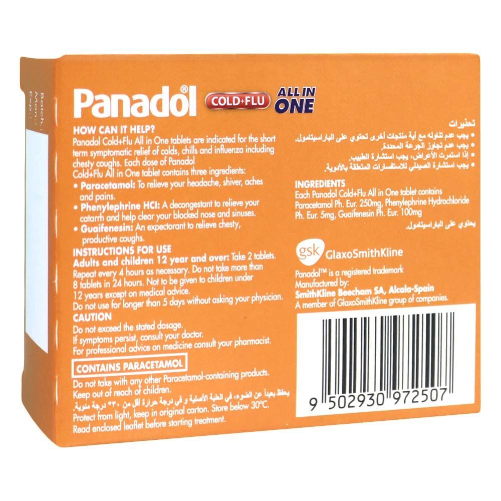 Panadol Cold and Flu All In One Tablets 24&#039;s