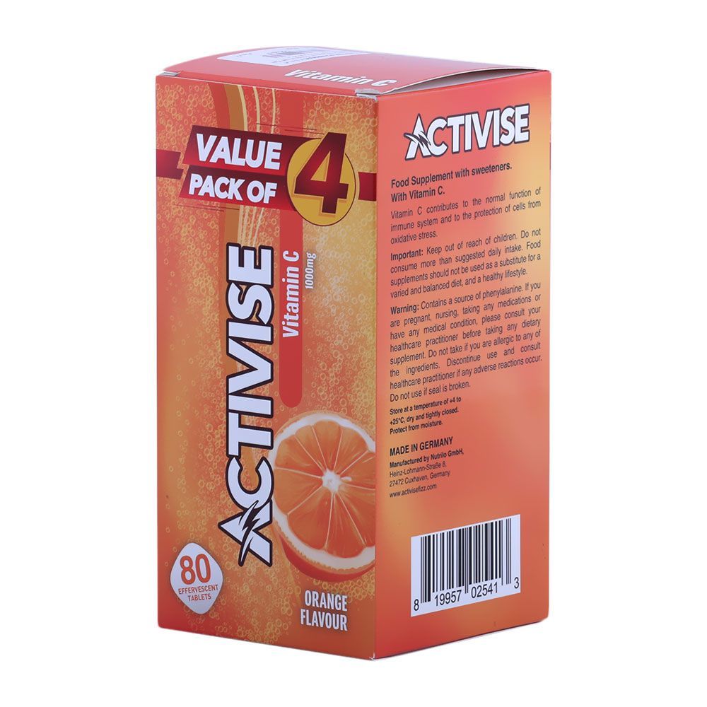 Activise Vitamin C 1000 mg Orange Flavor Effervescent Tablet 20&#039;s Value Pack Of 4