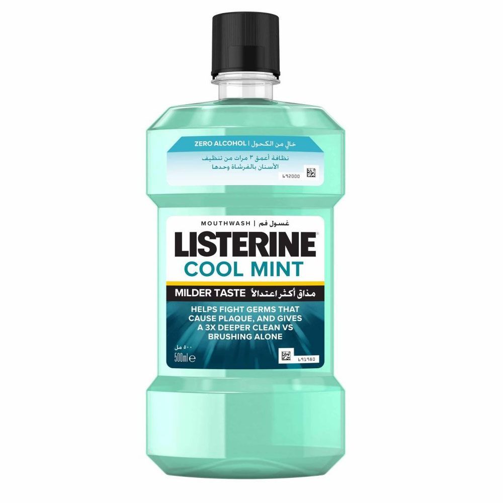 Listerine Zero Alcohol Cool Mint Milder Taste Mouthwash 500 mL