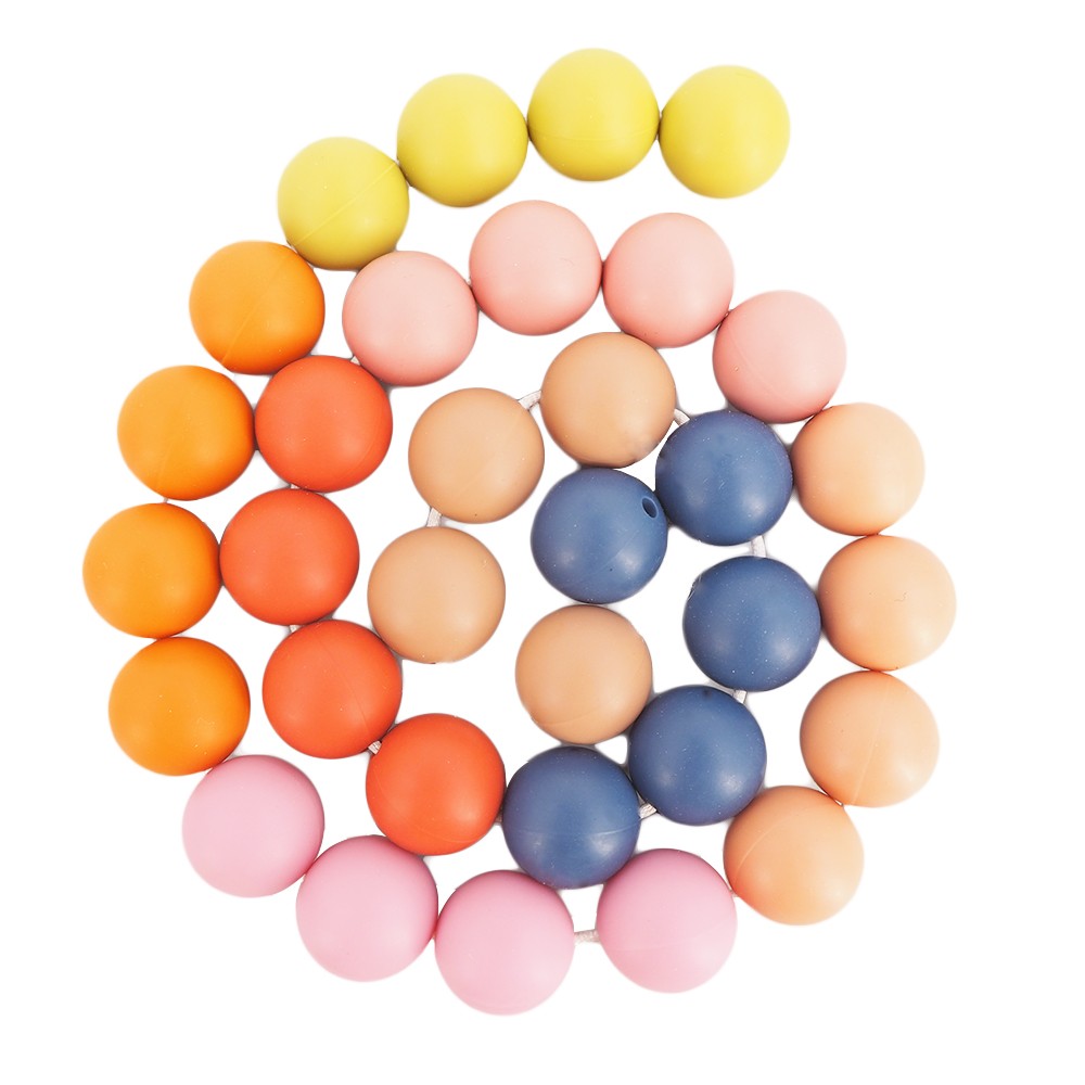 Chenkai 100pcs 15mm Silicone Round Print Beads Baby Round Shape Teething Beads BPA Free DIY Sensory Chew Toy Accessories