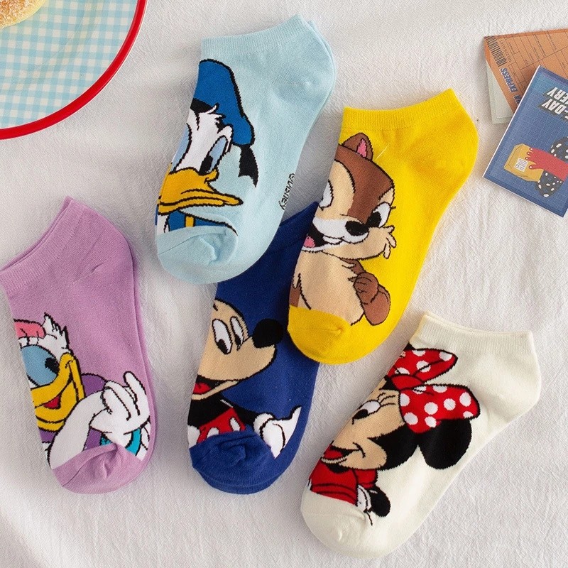 Disney Mickey Mouse Short Woman Socks Anime Donald Sweat Summer Cotton Girl Women's Boat Socks Ankle Low Female Sock