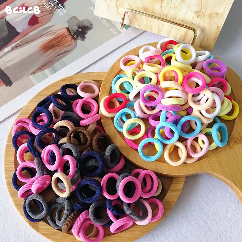 Toddler Hair Bands Baby Girl Children Headbands Colorful Elastic Hair Tie Nylon Scrunchie Hair Rope 50/100pcs Hair Accessories