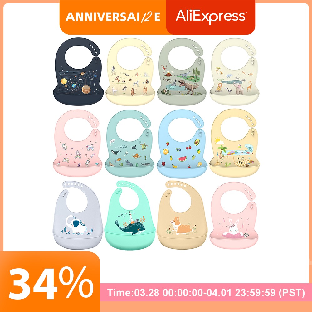 Baby Bib Silicone Water Resistant Saliva Dripping Bibs Banana Cartoon Newborn Feeding Soft Edible Baby Aprons Adjustable Burping Scarf