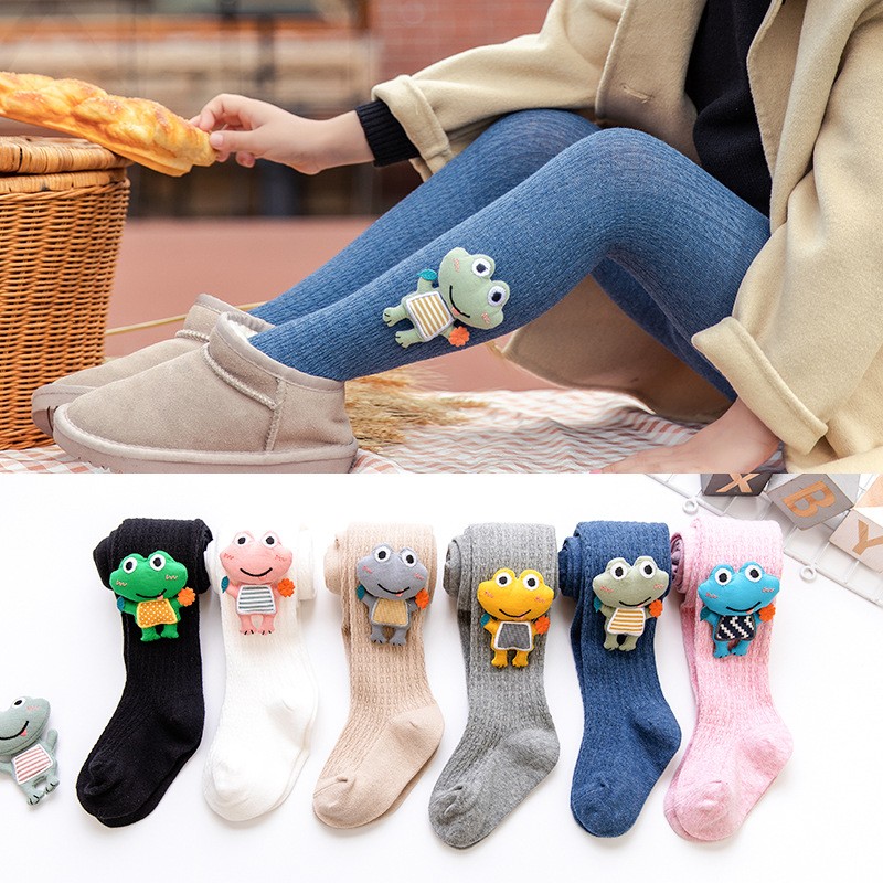 Spring Autumn Kids Baby Girls Frog Stockings Cute 3D Cartoon Frog Fashion Socks Tights Pantyhose for Children Girls 2-6y