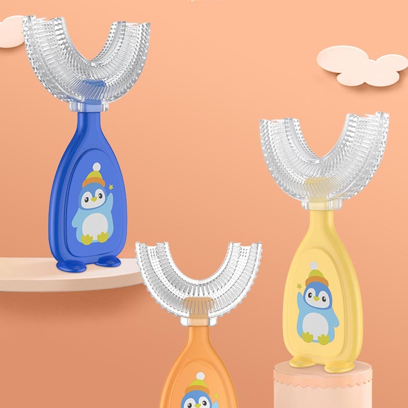 Liquid Silicone U-Shape Manual Oral Care Kids Toothbrush Cartoon Pattern Baby Teeth Cleaning Tool Children Toothbrush