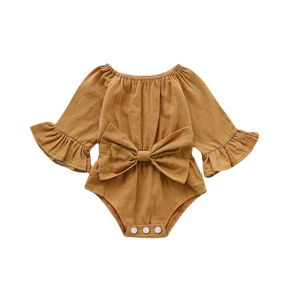 Baby clothes baby girls romper long sleeves with big bow comfy jumpsuit for newborn baby