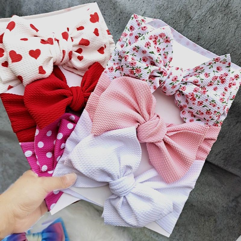 3pcs/set Baby Girls Lovely Bow Hairband Elastic Wide Headband Stretch Knot Headbands Turban Headdress Clothes Accessory