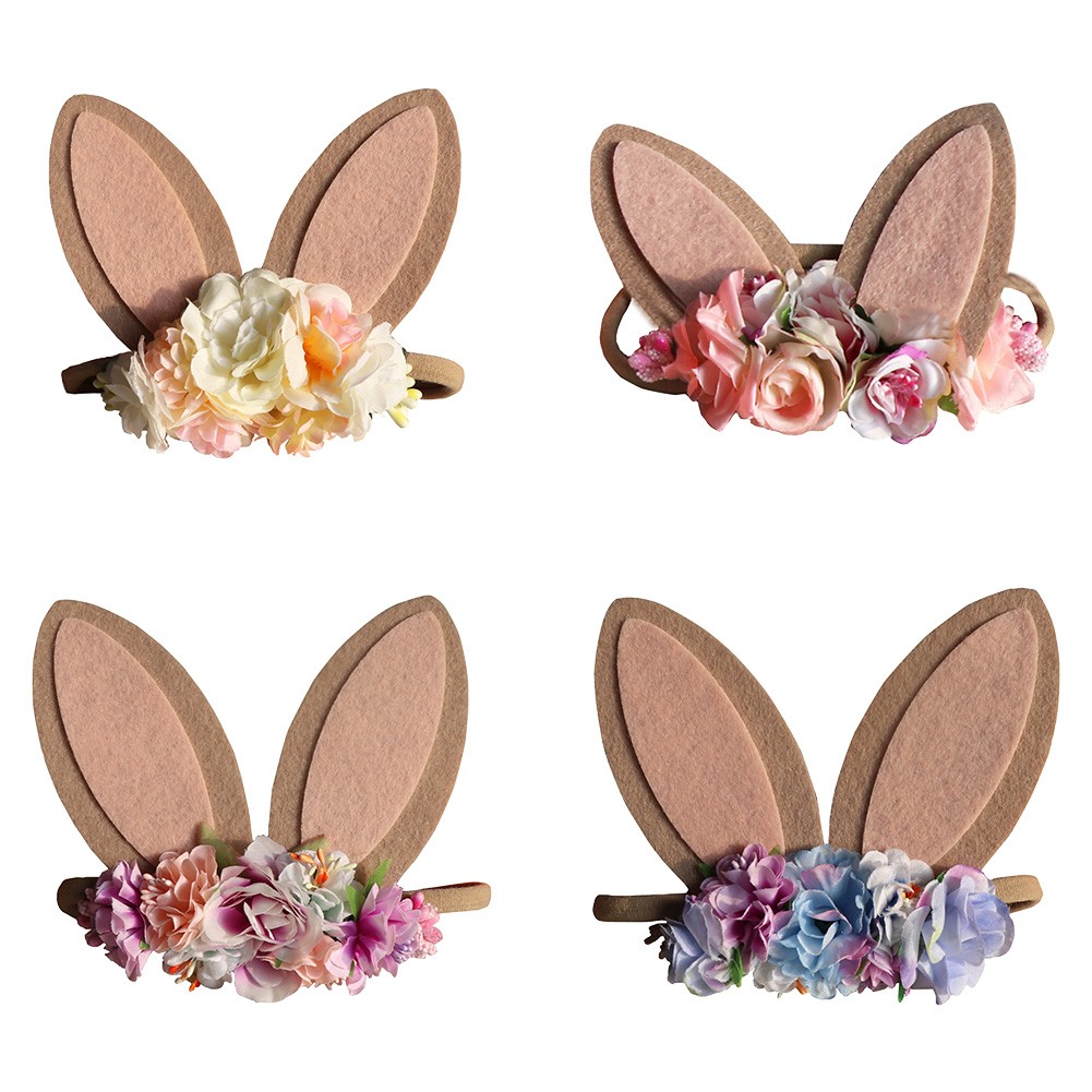 Big Ears Rabbit Hair Bands Kids Easter Gift Flowers Headband Baby Girl Shower Spring Easter Home Decor Girl Rabbit for Baby