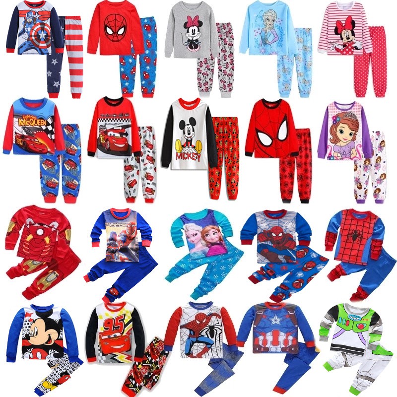 Children's Clothing Set Boys Sleepwear Kids Clothes Spider Pajamas Set Baby Girls Cotton Cartoon Pajamas Spring Autumn Pajamas