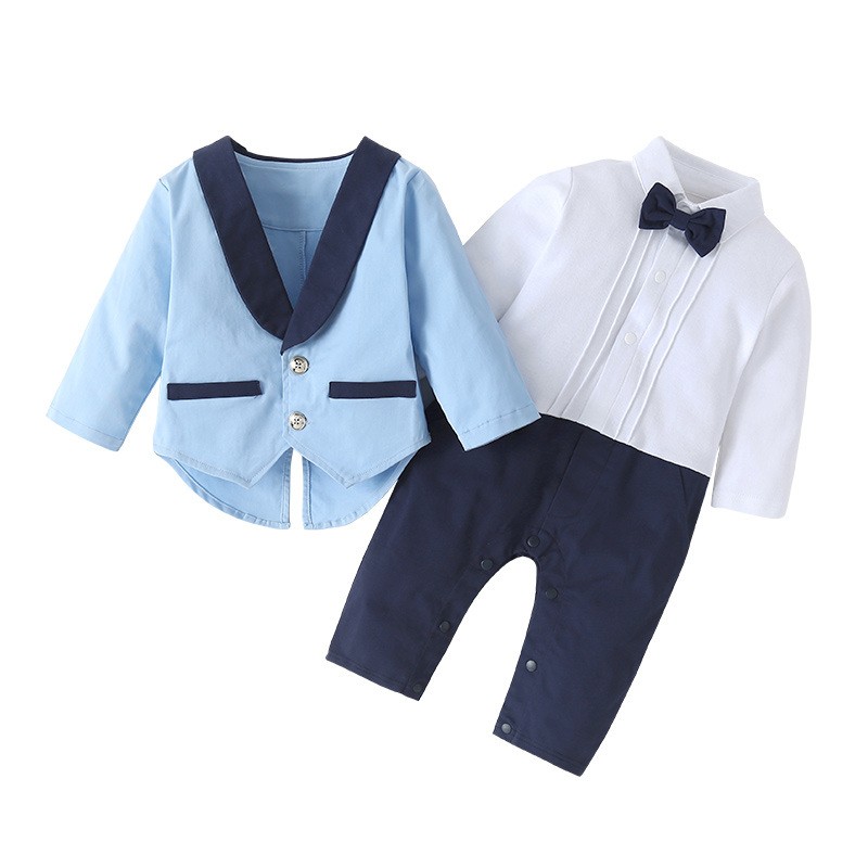 New boys clothes spring and autumn baby rompers coat 2pcs suit baby boy clothes kids outfits