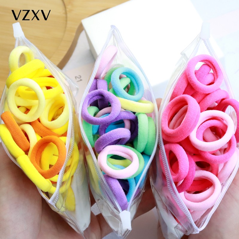 Girls 50pcs Colorful Nylon Small Elastic Hair Bands Hair Accessories Ponytail Holder Children Scrunchie Headband Kids Hair