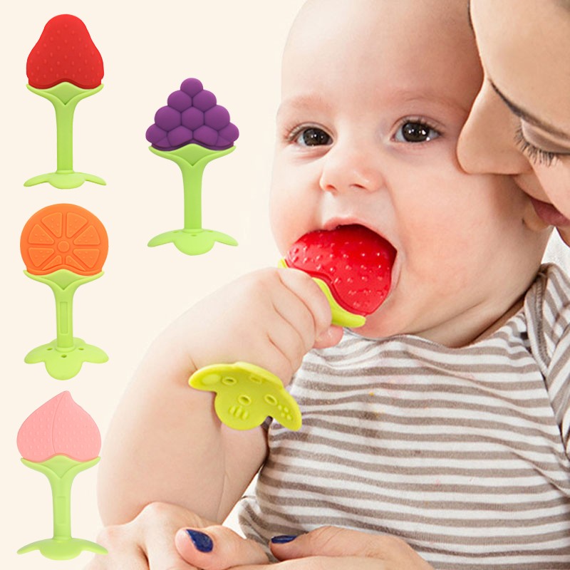 Fruits Shape Baby Teether Safety Silicone Teether Teething Chew Training Toys Newborn Baby Infant Nursing Dental Care