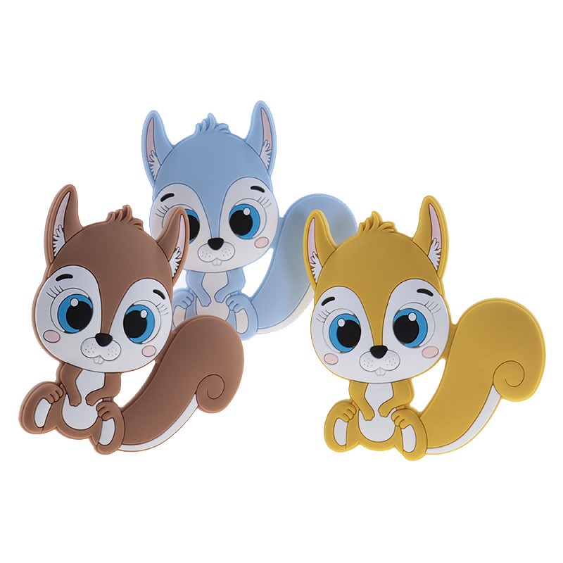 10pcs Silicone Squirrel Baby Teether Cartoon Rodent Necklace Bpa Free Nursing Small Animal Newborn Chew Teething Necklace Toys