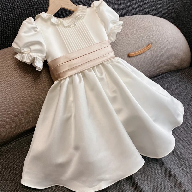 Spanish Baby Girl Dress Toddler Girl Christmas Clothes Flower Girl Dresses Quality Children Silk Dress Christmas Party Birthday Dress