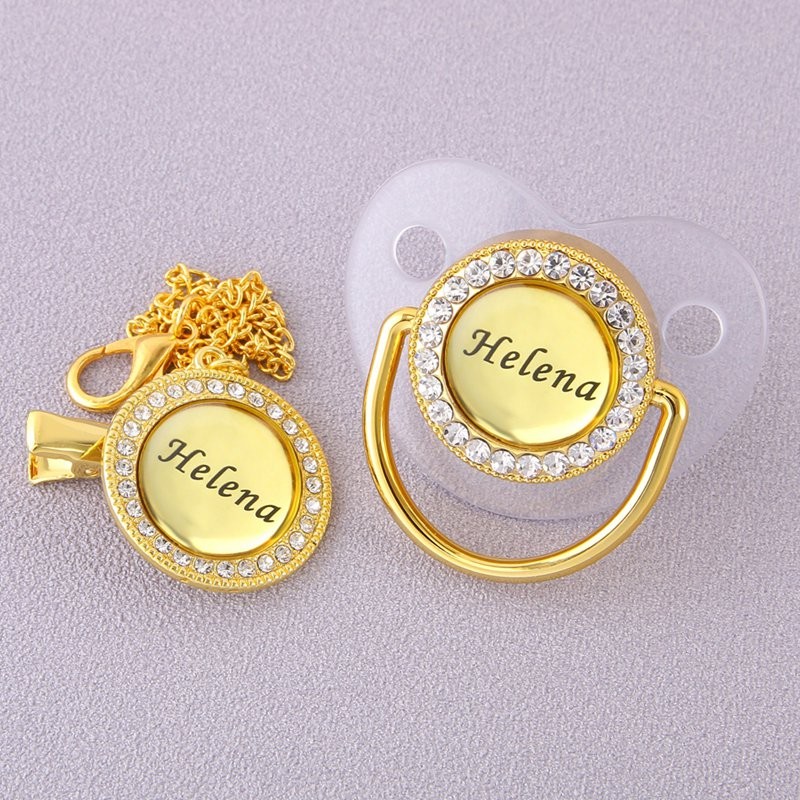 BlingBling Clear Pacifier and Snipper Customized Name Name Sacrifice Baby Sucette Newborn Feeding BPA Free Baby Shower Gifts