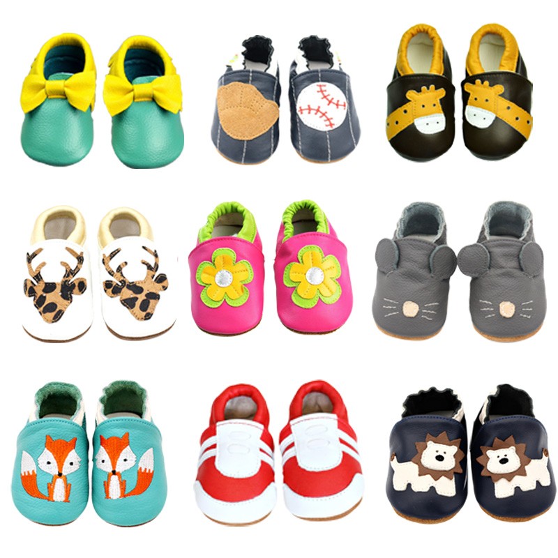 Unisex Infant Baby Shoes Toddler Toddler Baby Soft Soled Cowhide Bottom Skid-Proof Boys Girls Animal First Walkers 0-24 Month