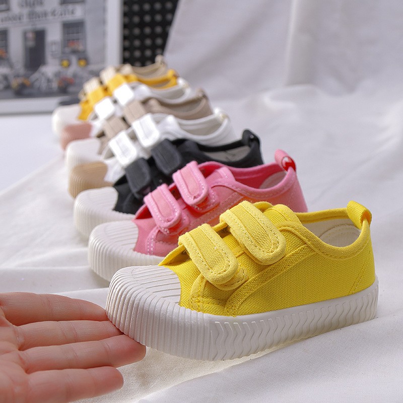 Boys Girls Candy Color Casual Shoes Toddler Kids Breathable Hook and Loop Shoes Luxury Soft Children Canvas Shoes Toddler Toddler