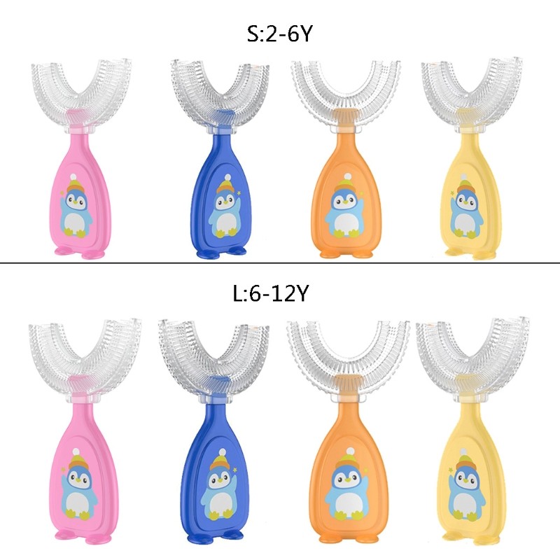 Q81A Children U Shape Toothbrush Soft Silicone Training Teeth Cleaning Toothbrushes