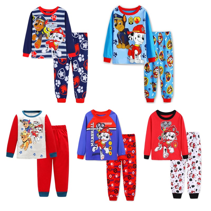 Paw Patrol Pajamas Set Thin Long Sleeve Mashal Chase Rubble Patrola Baby Clothes Children Sleepwear Night Spring Pajamas