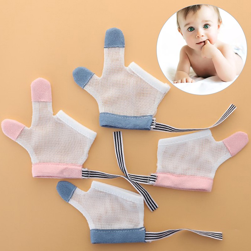 1 Pair Baby Prevent Bite Fingernails Nail Glove Children Infant Anti Bite Eat Hand Protection Gloves for Bite Kids Harmless Set