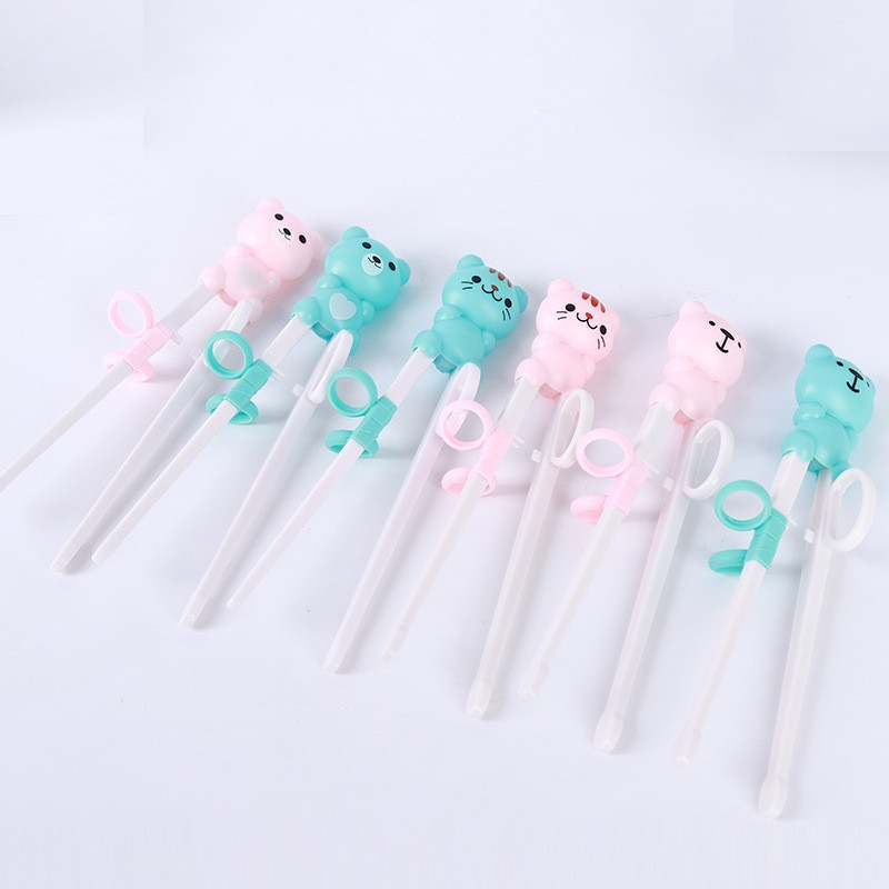 Baby Learning Chopsticks Cartoon Animal Beginner Chopsticks Portable ABS Silicone Children's Tableware Kids Training Auxiliary