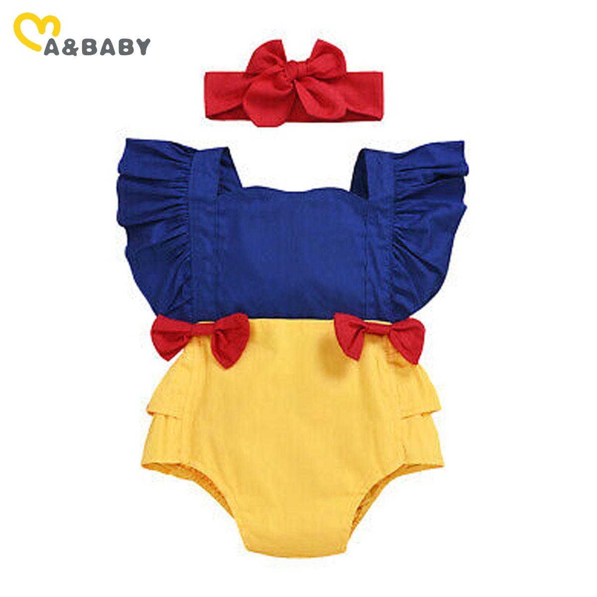 Ma & baby 0-24M Princess Newborn Baby Girls Romper Bow Ruffles Jumpsuit Sunsuit Birthday Party Baby Girls Clothes Costumes D35