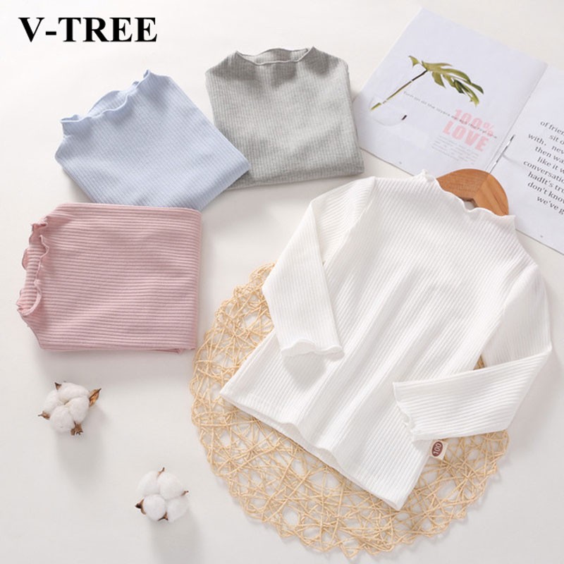 Girls Long Sleeve Shirts Tops For Kids Cotton Children Thermal Underwear Turtleneck Kids Bottom Toddler Underwear