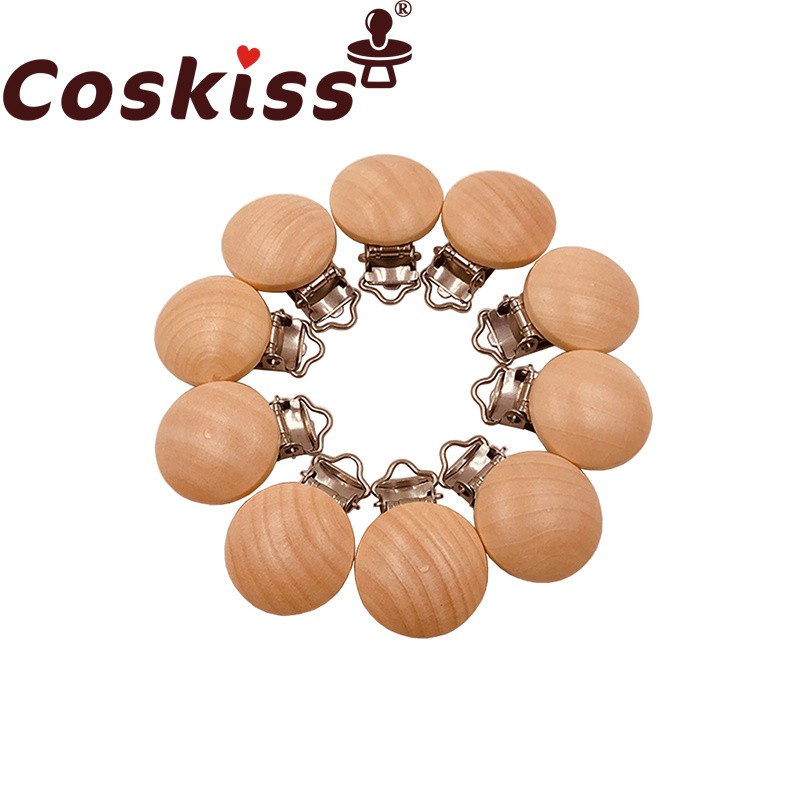 Coskiss Pure Natural Wo Wooden Pacifier Clip DIY Care Accessories Pacifier Clip Chewing Teeth DIY Holding Tool