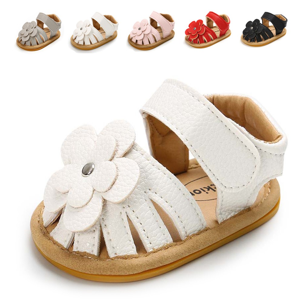 New Infant Baby Shoes Baby Boy Girl Shoes Toddler Flats Summer Sandals Flower Soft Rubber Sole Anti-slip Crib Shoes First Walker