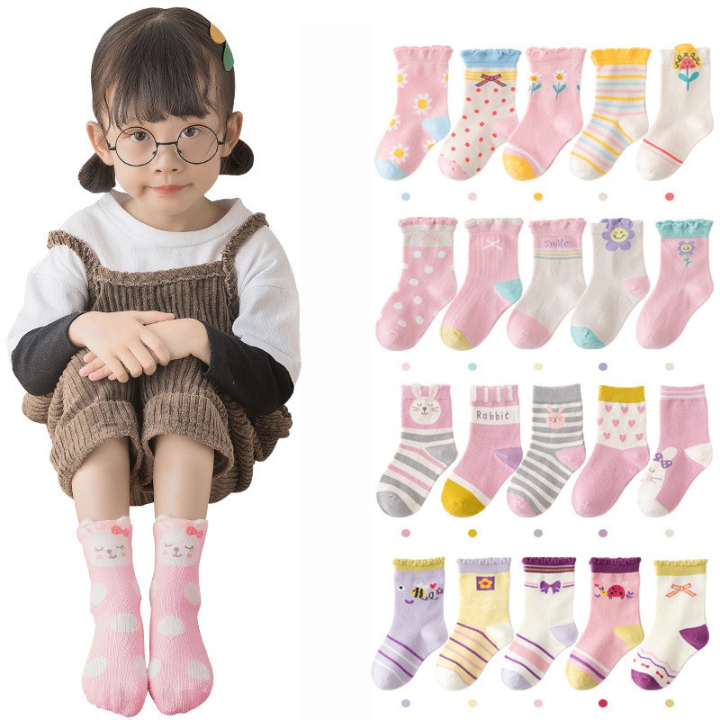 5pairs/lot Cute Cartoon Baby Girls Socks Winter Thicken Soft Kawaii Infant Toddler Socks Cotton Baby Boy Sports Socks for 1-12Y